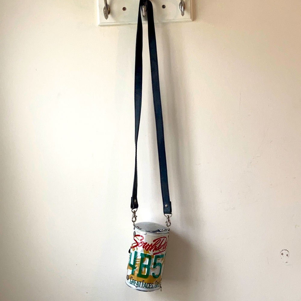 License plate cross body bag